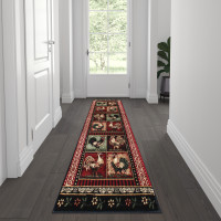 Flash Furniture ACD-RG3PPB-27-BK-GG Gallus Collection 2' x 7' Black Rooster Themed Olefin Area Rug with Jute Backing for Kitchen, Living Room, Bedroom